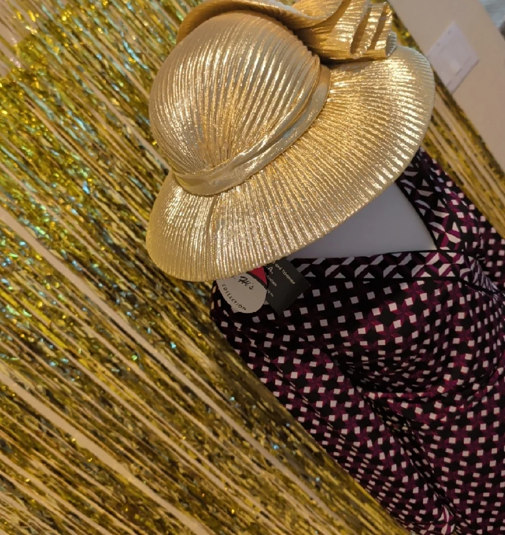 🔥Elegant Gold Party Hat with Rhinestone Bow - Mr. Hi's Collection